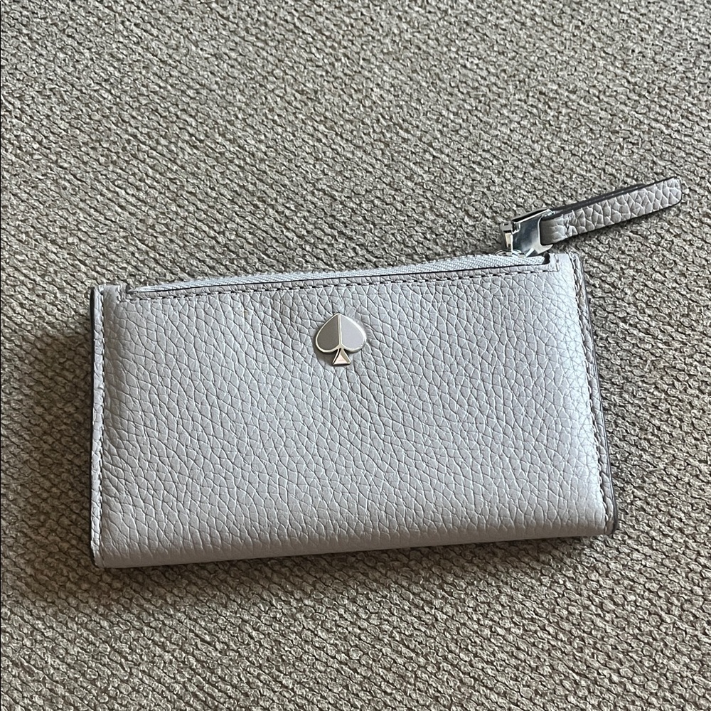 Kate Spade Pebbled Leather Wallet in Light Gray